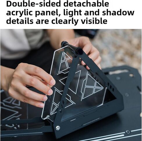 Drfeify Triangle Lamp Box, Stainless Steel Acrylic Triangle Lamp Storage Case for Outdoor Camping in Kuwait