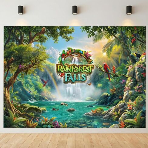 Rainforest Falls VBS Backdrop Rainforest Party Decorations for 2026 VBS Sunday School Classroom Banner Photo Props 7x5FT in Kuwait
