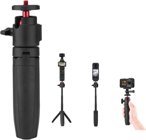 حامل حامل ثلاثي للكاميرا، عصا سيلفي صغيرة على سطح الطاولة، برغي 1/4 بوصة لـ Insta GO3، Action، Gopro، الجيب، Insta360 ONE X2/3 حامل طاولة تصوير فيديو محمول قابل للتمديد in Kuwait