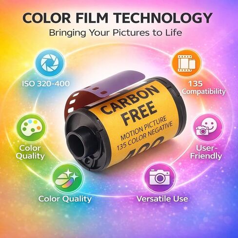 فيلم ملون مقاس 35 مم 18 درجة تعريض ISO 320-400 - حبيبات دقيقة، خط عرض واسع لـ 135 كاميرا - صور عالية الوضوح، أداء متعدد الاستخدامات في الإضاءة المنخفضة، مثالي للتصوير القديم والفعال in Kuwait