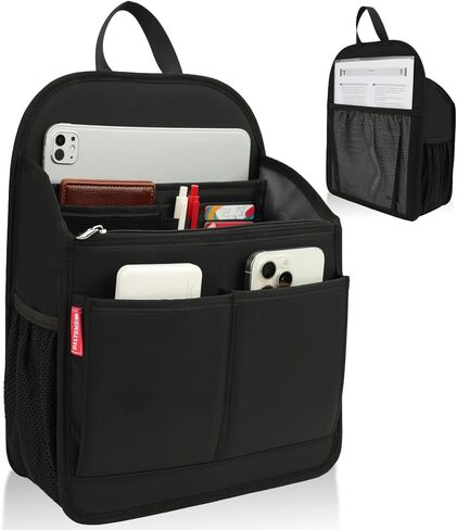 Large Premium Wider Rugged Backpack Organizer Insert for Men Women Work Travel -19 Pockets, Padded Nylon, Handle-Black in Saudi Arabia