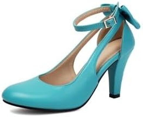 Women's Mary Jane Bow Pump Heel Retro 1920s Vintage Round Closed Toe 1950s Dress Shoes in Kuwait