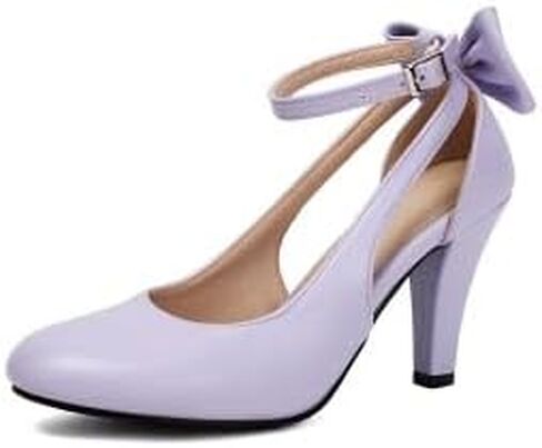 Women's Mary Jane Bow Pump Heel Retro 1920s Vintage Round Closed Toe 1950s Dress Shoes in Saudi Arabia