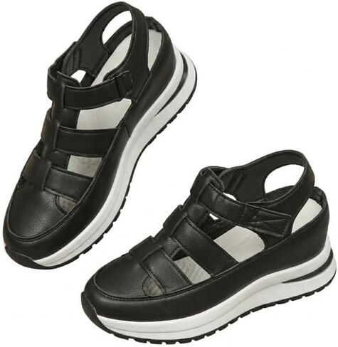 Summer Orthopedic Sneakers for Women, Side Zipper Closed Toe Hollow Out Breathable Casual Comfortable Beach Shoes in Saudi Arabia