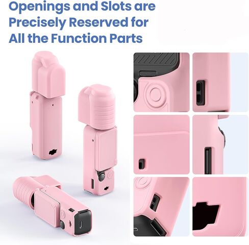 Advanced Shock-Absorbing Silicone Case for Pocket 3, Full Body Sleeve Protective Cover Compatible with DJI OSMO Pocket 3 Accessories with Enhanced Grip, Anti-Scratch Lens Cap & Wrist Strap, Pink in Kuwait