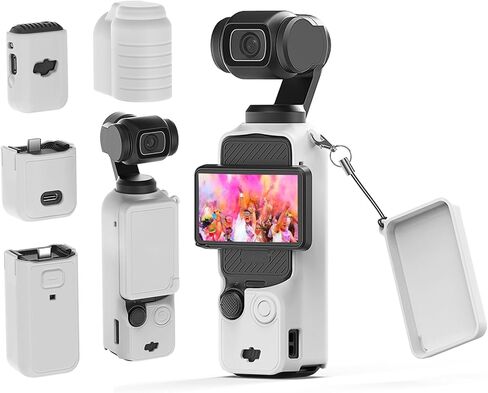 Advanced Shock-Absorbing Silicone Case for Pocket 3, Full Body Sleeve Protective Cover Compatible with DJI OSMO Pocket 3 Accessories with Enhanced Grip, Anti-Scratch Lens Cap & Wrist Strap, Pink in Kuwait