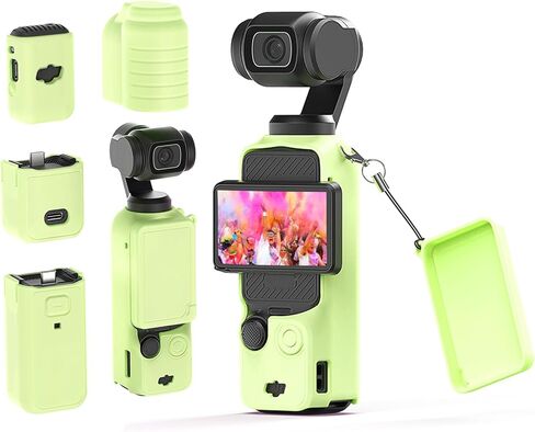 Advanced Shock-Absorbing Silicone Case for Pocket 3, Full Body Sleeve Protective Cover Compatible with DJI OSMO Pocket 3 Accessories with Enhanced Grip, Anti-Scratch Lens Cap & Wrist Strap, Pink in Kuwait