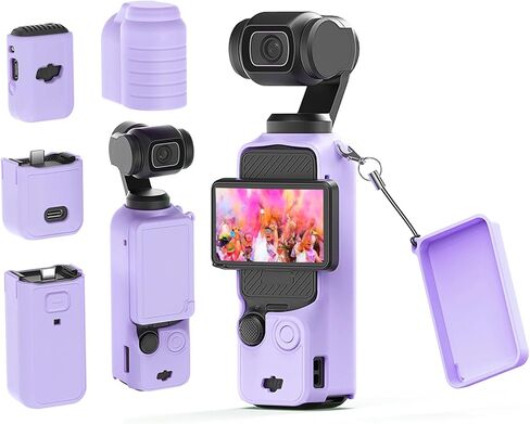 Advanced Shock-Absorbing Silicone Case for Pocket 3, Full Body Sleeve Protective Cover Compatible with DJI OSMO Pocket 3 Accessories with Enhanced Grip, Anti-Scratch Lens Cap & Wrist Strap, Pink in Kuwait