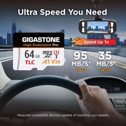【5 Yrs Free Data Recovery】【Dash Cam】 GIGASTONE 64GB Micro SD Card, TLC High Endurance Pro, Speed Up to 95MB/s, Compatible with REDTIGER Rove VIOFO VANTRUE PRUVEEO ARIFAYZ, MicroSDXC UHS-I A1 V30 U3 in Saudi Arabia