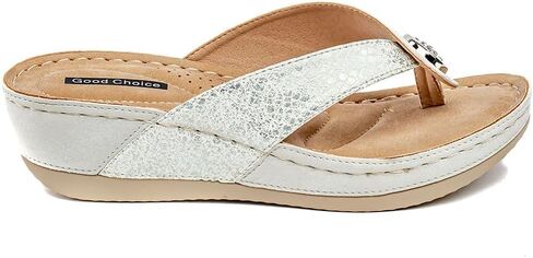 G.C. Shoes Dafni Wedge Sandals - Cushioned Footbed Rhinestone Detailing in Faux Leather with Rubber Sole in Saudi Arabia