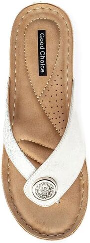 G.C. Shoes Dafni Wedge Sandals - Cushioned Footbed Rhinestone Detailing in Faux Leather with Rubber Sole in Saudi Arabia