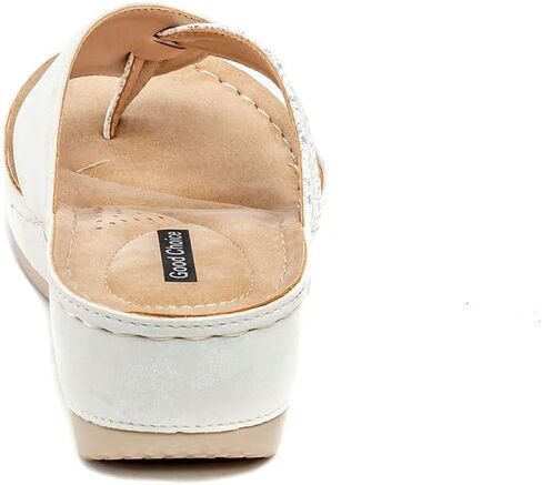 G.C. Shoes Dafni Wedge Sandals - Cushioned Footbed Rhinestone Detailing in Faux Leather with Rubber Sole in Saudi Arabia