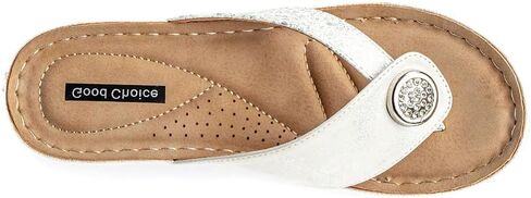 G.C. Shoes Dafni Wedge Sandals - Cushioned Footbed Rhinestone Detailing in Faux Leather with Rubber Sole in Saudi Arabia
