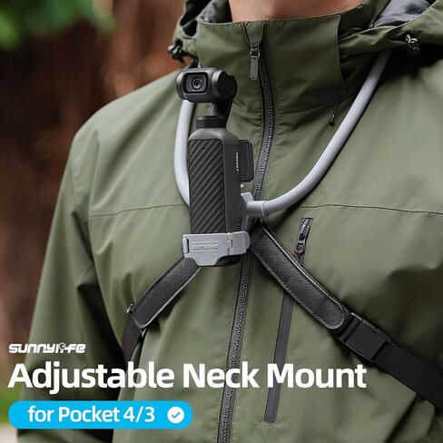 Adjustable Neck Mount for DJI Osmo Pocket 4/3, POV Vlog Neck Holder with Quick Release, Chest Harness Strap, Flexible Silicone Neck Mount for First-Person Video, Compatible with Pocket 4/3 (Grey) in Saudi Arabia