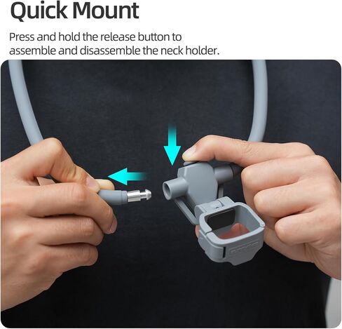 Adjustable Neck Mount for DJI Osmo Pocket 4/3, POV Vlog Neck Holder with Quick Release, Chest Harness Strap, Flexible Silicone Neck Mount for First-Person Video, Compatible with Pocket 4/3 (Grey) in Saudi Arabia