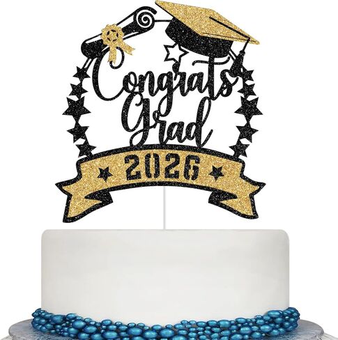 Congrats 2025 Cake Topper, Class of 2025 Cake Decorations, Congrats Grad Party Decor, High School/College/University Graduation Party Decorations (Purple and Gold Glitter) in Saudi Arabia