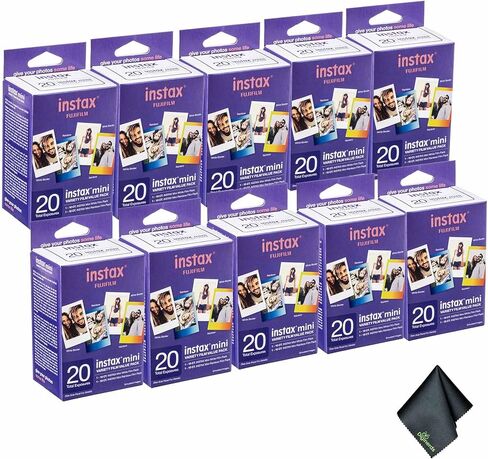 حزمة قيمة متنوعة من الأفلام الفورية FUJIFILM INSTAX MINI (10×2 تعريض) مع قطعة قماش للتنظيف من الألياف الدقيقة in Kuwait