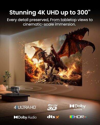 جهاز عرض JMGO N3 Ultimate 4K ثلاثي الليزر، 5800 ISO Lumens، إزاحة عدسة 3 في 1، تكبير بصري، AI Gimbal، تباين 20000:1، زمن وصول منخفض 1 مللي ثانية، VRR & ALLM، مسرح منزلي Dolby Vision. in Kuwait