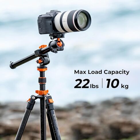 حامل ثلاثي للكاميرا DSLR مقاس 78 بوصة من K&F مع عمود مركزي متعدد الزوايا قابل للدوران من سبائك المغنيسيوم، لوحة سريعة التحرير مع برغي 1/4 بوصة للكاميرا والقفص والهاتف المحمول in Kuwait