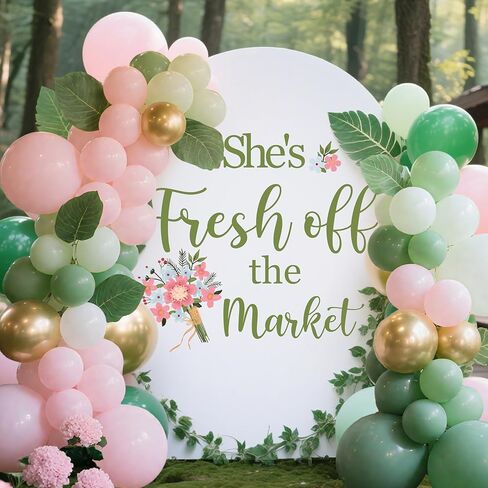ملصق حائط من She's Fresh Off The Market، لافتة ديكور لحفلات الزفاف وقوس البالونات في السوق in Kuwait