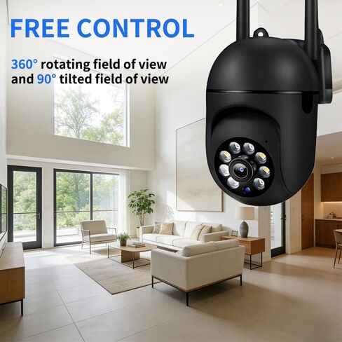1Pcs 720P Automatic Tracking Wireless Security Camera with 360° horizontal/90° Vertical Rotation Function, Night Vision Function,Two-Way Audio, and 2.4GHz WiFi,Camera Suitable for pet Monitoring. in Kuwait