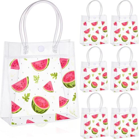 Kolldenn 24 PCS Pathermelon Party Acags Plastic Clear Watermelon Facs with Willles PVC Goodie Shopping Handbags for Summer Birthday Birth in Saudi Arabia