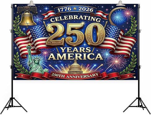 خلفية علم الذكرى السنوية الـ 250 لأمريكا 1776-2026 250 عامًا من عيد الميلاد الأمريكي، الرابع من يوليو، الرابع من يوليو، ديكورات ومستلزمات الحفلات الوطنية in Kuwait
