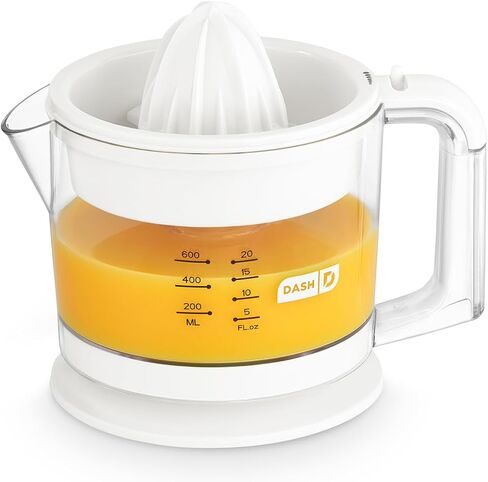 Dash Dual Electric Citrus Juicer Machine - Orange Juicer and Lemon Squeezer with Auto-Reversing Reamer, Adjustable Pulp Control, Mess-Free Spout, 20 oz Juice Container-Lime Squeezer for Home-White in Kuwait