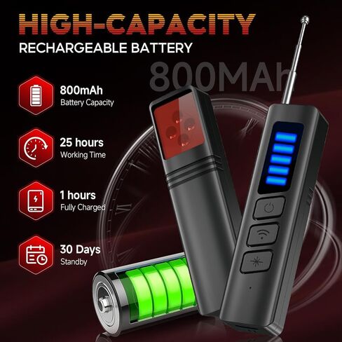 Hidden Camera Detectors, Anti-spy Camera Detector, Wireless Signal Scanner & Hidden Devices Detector for Office/Car/Bathroom/Hotel. 5 Sensitivity Levels, 5 Detection Modes, 25H Usage in Kuwait