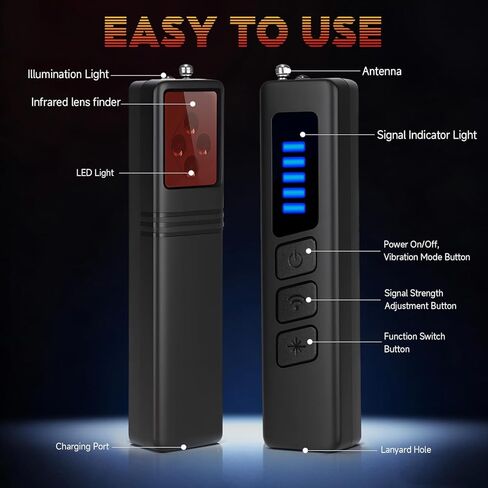 Hidden Camera Detectors, Anti-spy Camera Detector, Wireless Signal Scanner & Hidden Devices Detector for Office/Car/Bathroom/Hotel. 5 Sensitivity Levels, 5 Detection Modes, 25H Usage in Kuwait