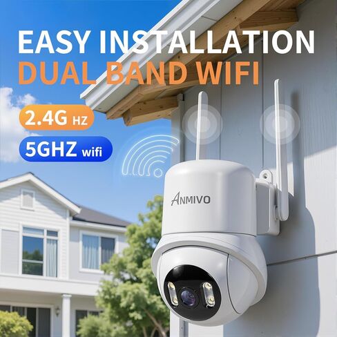 كاميرا أمان داخلية، كاميرا WiFi 5 جيجا هرتز/2.4 جيجا هرتز لأمن المنزل، 2k HD، كاميرا PTZ بزاوية 360 درجة، كاميرا مثبتة على الحائط مع تطبيق الهاتف، رؤية ليلية ملونة، تنبيه بشري ذكي in Kuwait