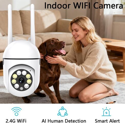 Ease Life App 1080P WiFi كاميرا مراقبة مقاومة للماء خارجية مقاومة للماء لون رؤية ليلية تتبع الحركة كاميرا مراقبة داخلية خارجية in Kuwait