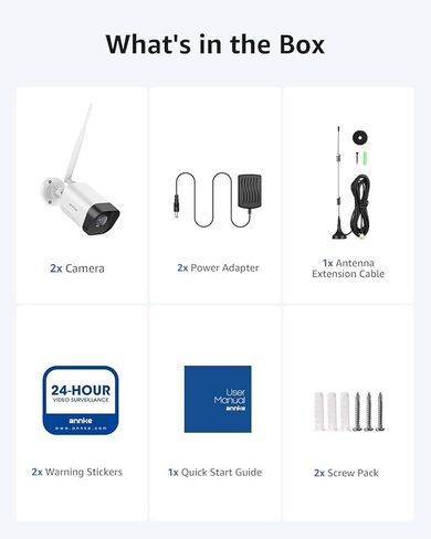 ANNKE 2 Pack 4K Add-On Wi-Fi Cameras Security Outdoor، كاميرات IP للمراقبة اللاسلكية مع اكتشاف الإنسان، مراقبة طوال اليوم على مدار الساعة، مقاومة للماء IP66، صوت ثنائي الاتجاه in Kuwait