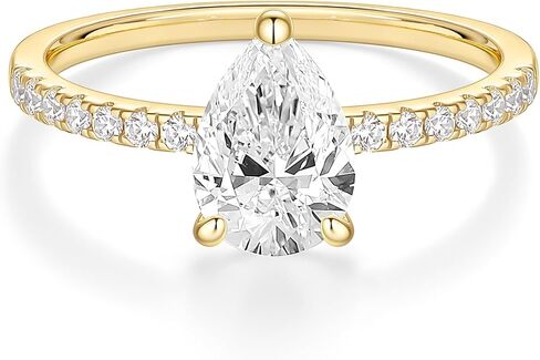EAMTI 2CT 925 Sterling Silver Engagement Rings Pear Cut Cubic Zirconia CZ Wedding Promise Rings for Her Stunning Teardrop Wedding Bands for Women Size 3-13 in Saudi Arabia