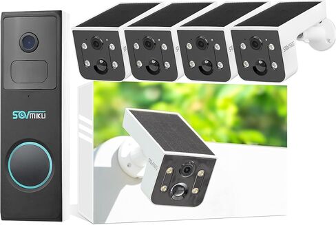 SOVMIKU Vicohome 4CG6L كاميرا أمان تعمل بالطاقة الشمسية نظام خارجي لاسلكي وجرس باب فيديو DB2A مع رنين، لا حاجة إلى NVR، تعمل بالبطارية، سهلة الإعداد، كشف الحركة، صوت ثنائي الاتجاه، رؤية ليلية ملونة in Kuwait