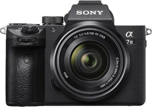 كاميرا سوني a7 III بدون مرآة مع عدسة FE مقاس 28-70 ملم f/3.5-5.6 OSS + مقبض تصوير لاسلكي GP-VPT3 من سوني + بطاقة ذاكرة سعة 128 جيجابايت + ضوء LED + ميكروفون + المزيد (حزمة مكونة من 22 قطعة) in Kuwait