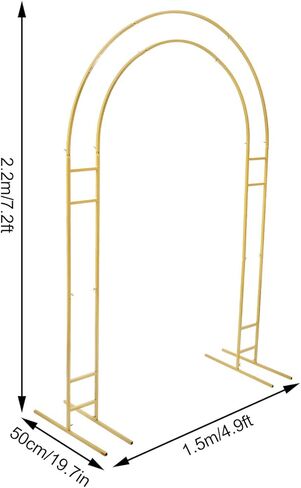 Gold 7.2Ft Metal Floral Display Frame Round Top Double Arch Backdrop Stand Party in Kuwait