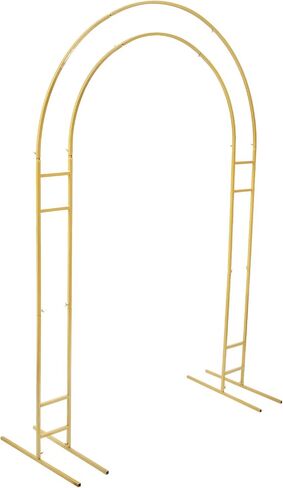 Gold 7.2Ft Metal Floral Display Frame Round Top Double Arch Backdrop Stand Party in Kuwait