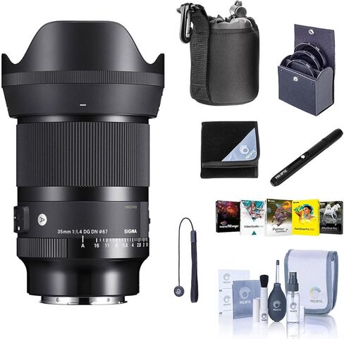 عدسة Sigma AF 35 مم f/1.4 DG DN Art لـ Sony E، حزمة مع مجموعة برامج Corel PC، مجموعة مرشح 67 مم، حافظة، غلاف، منظف العدسات، مجموعة التنظيف، حبل غطاء العدسة in Kuwait