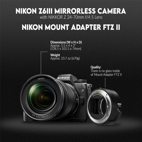 كاميرا نيكون Z6III بدون مرآة مع عدسة NIKKOR Z مقاس 24-70 مم f/4 S، حزمة محول FTZ II in Kuwait
