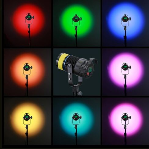 LICAEVEY 15W COB RGB LED ضوء فيديو مع جهاز تحكم عن بعد، CRI 96+ 1500LM 5500lux Dimmable 2700K-6500K، 4 تأثيرات ضوئية ديناميكية، إضاءة التصوير الفوتوغرافي، للفيديو (قابس الولايات المتحدة) in Kuwait