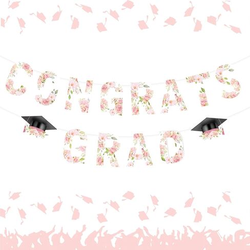 Wildflower Graduation Party Decorations, High School Graduation Kindergarten to 12th Grade Photo Banner for Floral High School Girl Congrats Grad Class of 2026 in Saudi Arabia