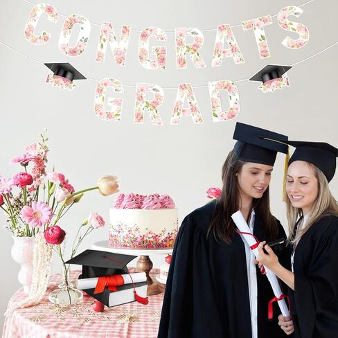Wildflower Graduation Party Decorations, High School Graduation Kindergarten to 12th Grade Photo Banner for Floral High School Girl Congrats Grad Class of 2026 in Saudi Arabia