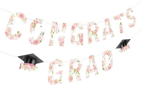 Wildflower Graduation Party Decorations, High School Graduation Kindergarten to 12th Grade Photo Banner for Floral High School Girl Congrats Grad Class of 2026 in Saudi Arabia