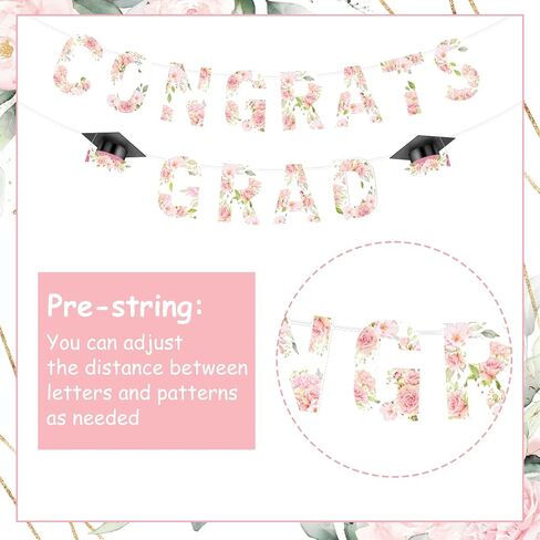Wildflower Graduation Party Decorations, High School Graduation Kindergarten to 12th Grade Photo Banner for Floral High School Girl Congrats Grad Class of 2026 in Saudi Arabia