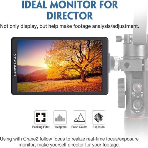 شاشة Feel WORLD F570 مقاس 5.7 بوصة بدقة 4K على الكاميرا مع مدخل/مخرج HDMI IPS Full HD 1920x1080 غطاء من الألومنيوم القوي in Kuwait