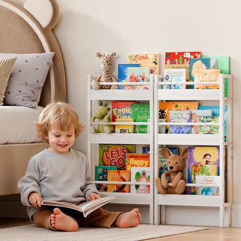 رف كتب للأطفال من HAVLOTII - رف كتب مكون من 6 طبقات مثبت على الحائط لغرف الأطفال، رف كتب خلف الباب للطفل/الطفل الصغير، رف كتب جداري بزاوية 15 بوصة لغرفة النوم/الحضانة، منظم للألعاب والكتب in Kuwait