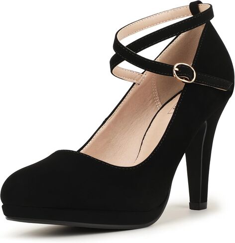 IDIFU Women's Tracy Platform High Heels Closed Toe Pumps Strappy Cross Ankle Strap Shoes for Casual Work Wedding in Kuwait