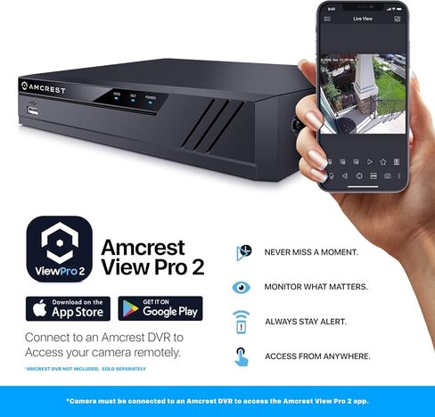 كاميرا أمان خارجية Amcrest Full HD 1080P 1920TVL Bullet (Quadbrid 4in1 HD-CVI/TVI/AHD/تناظرية)، 2 ميجابكسل 1920x1080، رؤية ليلية 98 قدمًا، عدسة 2.8 مم، زاوية عرض 129 درجة، أسود (AMC1081BC28-B-V4) in Kuwait
