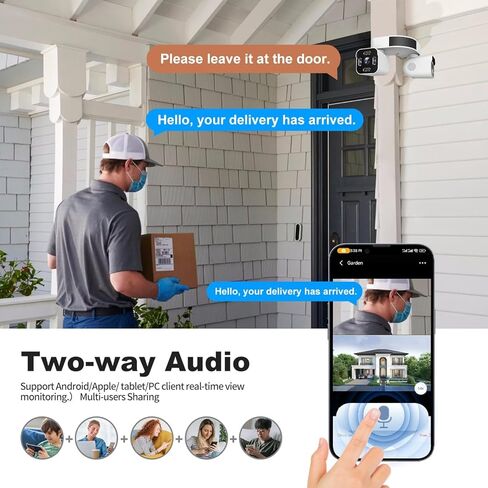 كاميرات خارجية ذات عدسة مزدوجة 2.5K/5MP كاميرات منزلية سلكية | كاميرا WiFi لاسلكية مع صوت وفيديو، PTZ، تتبع تلقائي، تسجيل 7/24، رؤية ليلية ملونة، تخزين سحابي وبطاقة SD in Kuwait